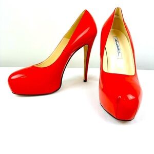 Brian Atwood Maniac 120 Red Patent Leather Pumps Size 39.5